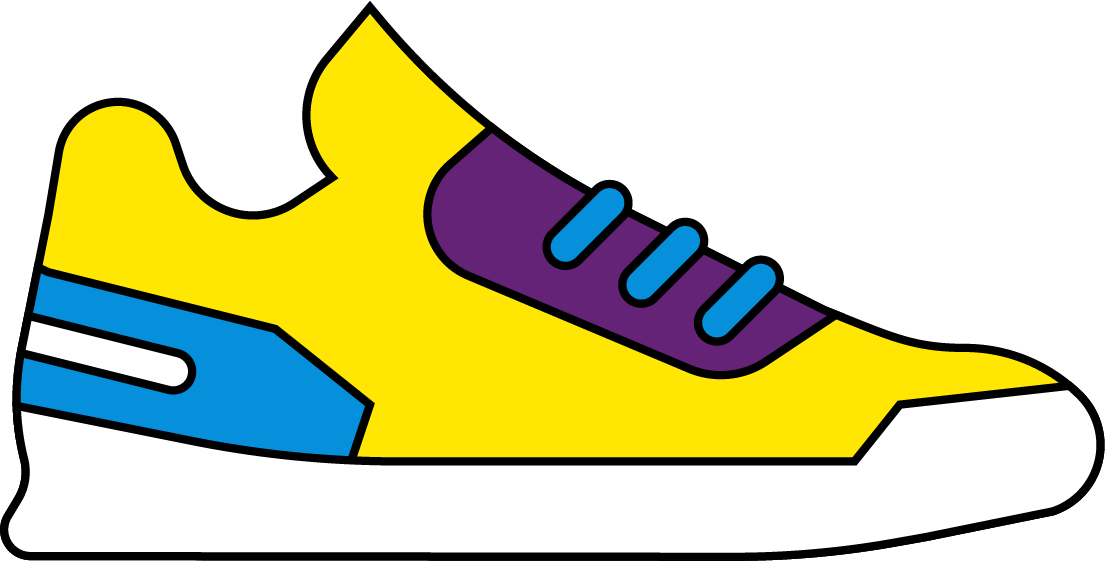 Dessin d'une chaussure correspondant à une course de la Pop'Up Run.